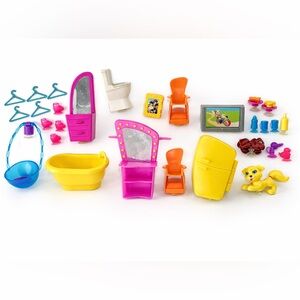 Polly Pocket Wall Party Cat Dog Furniture Pets Accessories Suction Cup Shoes Y2K